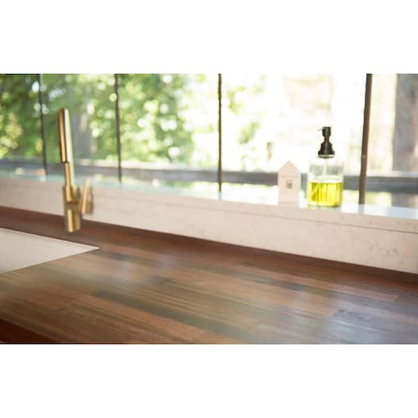 6 ft. L x 25 in. D Unfinished Sapele Solid Wood Butcher Block Countertop With Eased Edge