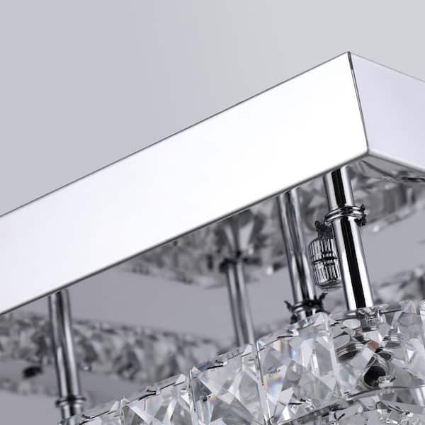 Jefferson 2 - Light 13'' Chrome square Integrated LED Semi-Flush Mount With Crystal