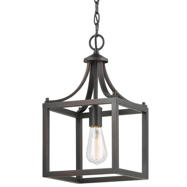 Boswell Quarter 9-1/2 in. 1-Light Distressed Black Farmhouse Mini-Pendant Kitchen Light
