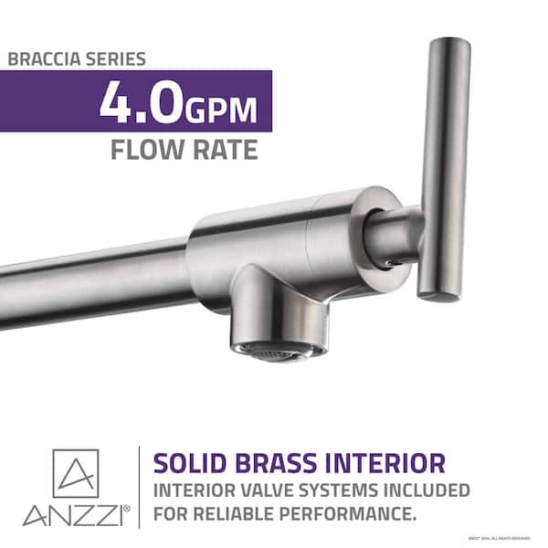Braccia Series 24 in. Wall Mounted Pot Filler in Brushed Nickel