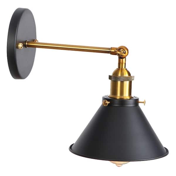 1-Light Black Sconce Hardwired Wall Lighting Fixture with Swing Arm