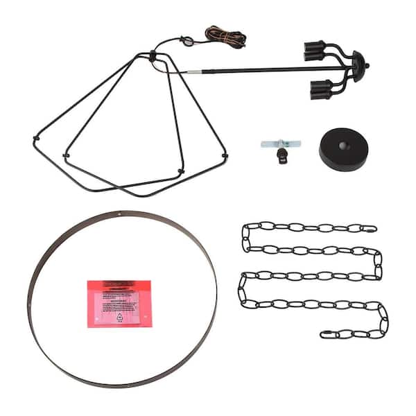 Modern Black Caged Chandelier 4-Light Brown Candlestick Rustic Foyer Chandelier Lamp with Faux Wood Accents