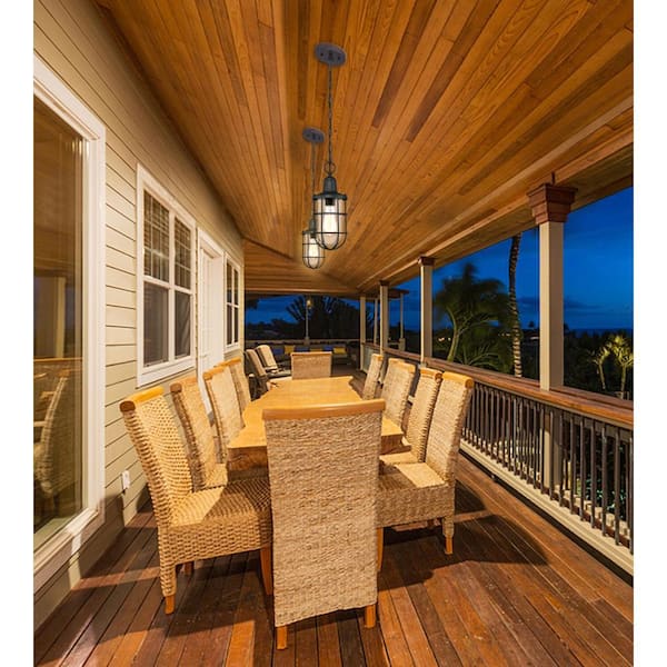 Crestview 1-Light Textured Black Outdoor Hanging Pendant