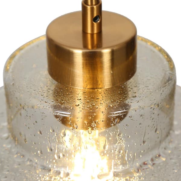 Modern Gold Bedroom Pendant Light, 1-Light Black Dining Room Island Hanging Pendant Light with Raindrops Glass Shade