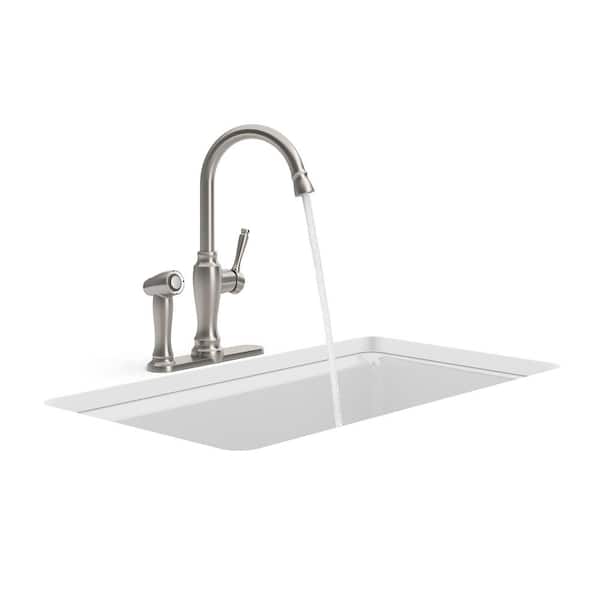 Arsdale Single-Handle Standard Kitchen Faucet with Swing Spout and Sidespray in Vibrant Stainless