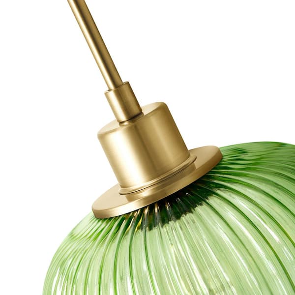 Condesa 60-Watt 1-Light Brushed Gold Globe Pendant Light with Fluted Glass Shade and No Bulb Included