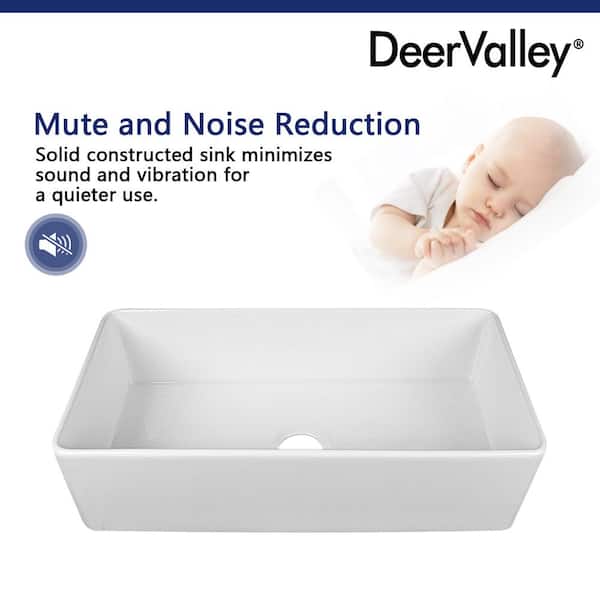 Grove White Fireclay 36 in. L x 18 in. W Rectangular Single Bowl Farmhouse Apron Kitchen Sink with Grid and Strainer