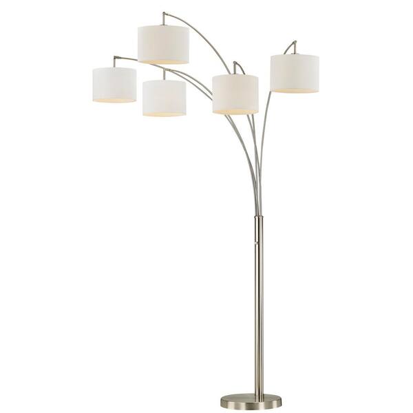 Lucianna 83 in. Silvertone Nickel Steel LED Floor Lamp with Dimmer