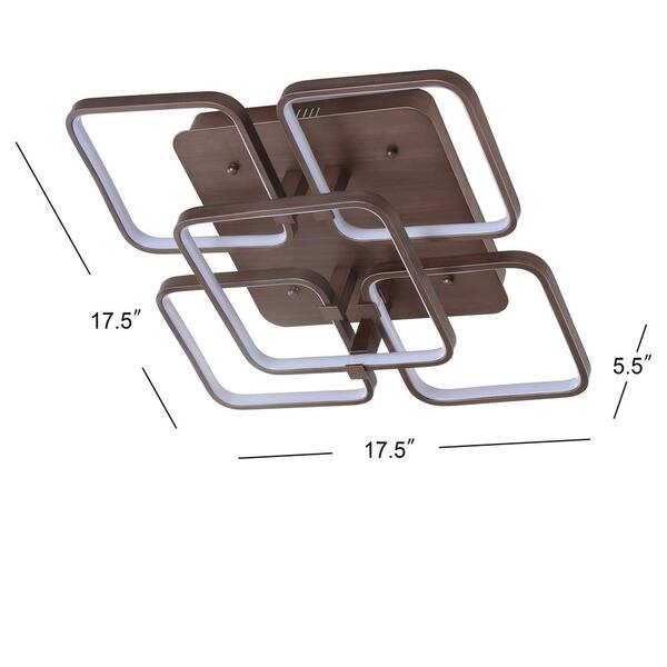 Sebastian 17.5 in. Coffee Integrated LED Metal Flush Mount Ceiling Light