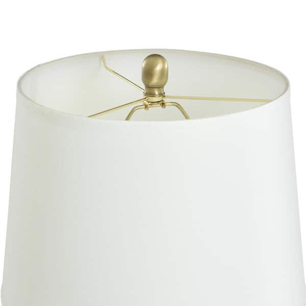 30 in. Table Lamp - Mercury Glass Finish - Off-White Hardback Fabric Shade