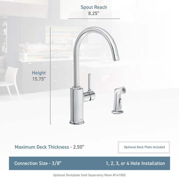 Sombra Single-Handle Standard Kitchen Faucet with Side Sprayer in Chrome