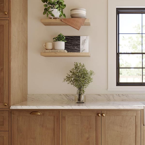 Wilsonart 6 ft Straight Laminate Countertop Kit Included in Gloss Calcutta Marble with Full Wrap Ogee Edge & Backsplash