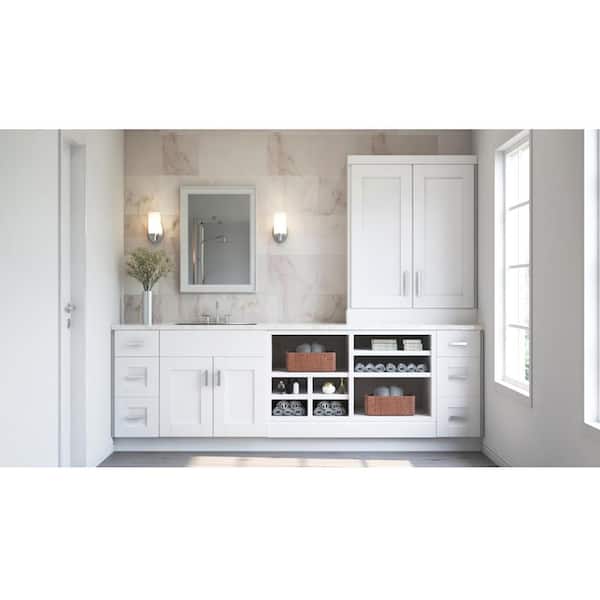 Shaker 33 in. W x 24 in. D x 90 in. H Assembled Double Oven Kitchen Cabinet in Satin White