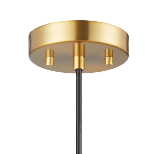 1-Light Opal Glass Pendant Light in Antique Brass Finish