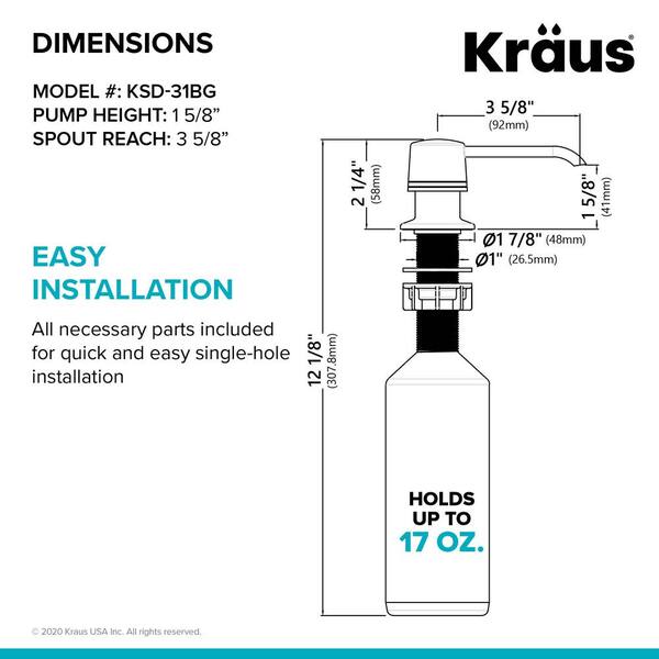 Kitchen Soap Dispenser in Brushed Gold