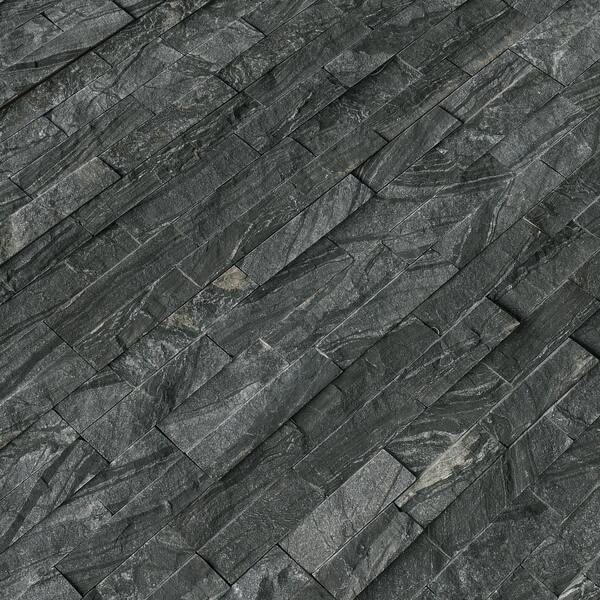Glacial Black Ledger Panel 6 in. x 24 in. Natural Marble Wall Tile (6 sq. ft./case)
