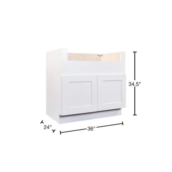 Lancaster White Plywood Shaker Stock Assembled Farm Sink Base Kitchen Cabinet 36 in. W. x 34.5 in. H x 24 in. D