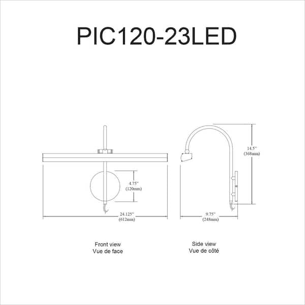 Display/Exhibit 14.5 in. 3-Lights Aged Brass LED Picture Light