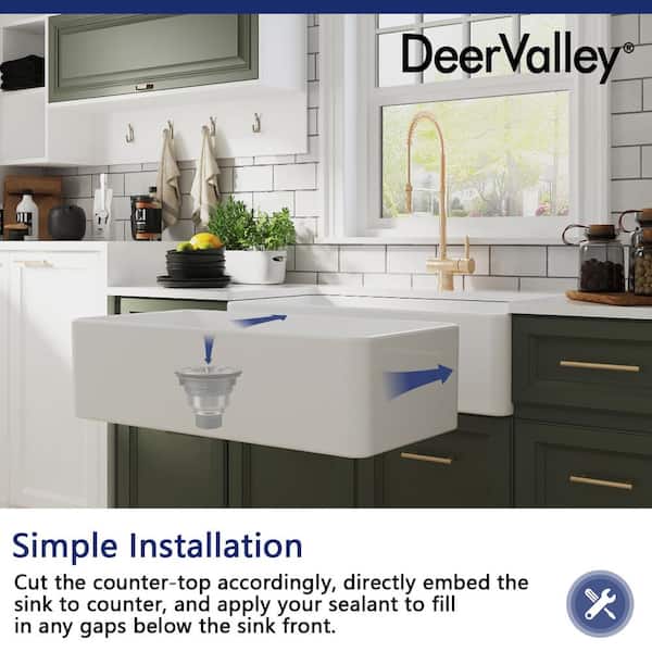 Grove White Fireclay 36 in. L x 18 in. W Rectangular Single Bowl Farmhouse Apron Kitchen Sink with Grid and Strainer