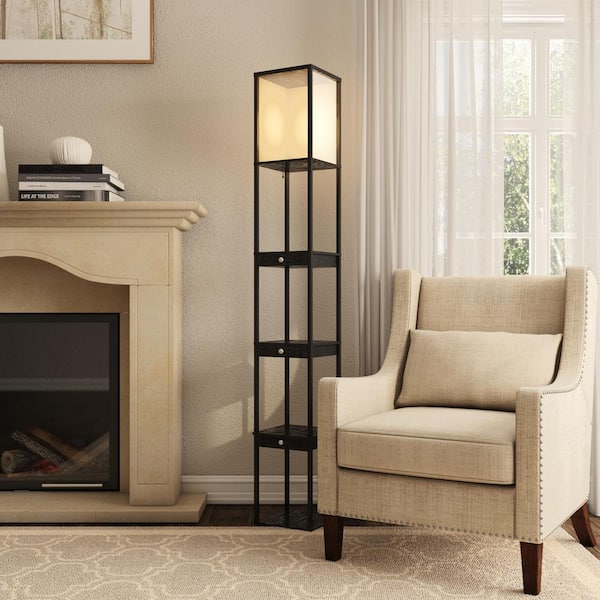 Murray 72 in. H Black Three Drawer Shelf Lamp