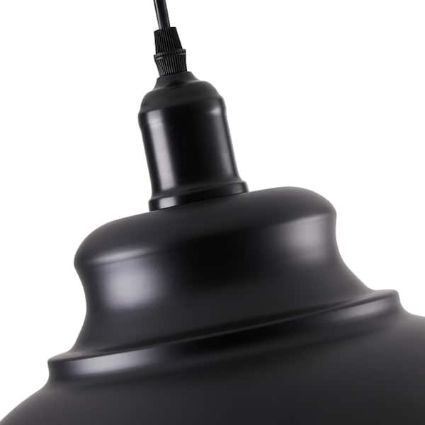 40-Watt 1-Light 13.7 in. Farmhouse Island Black Pendant Light Adjustable Metal Industrial Hanging Ceiling light
