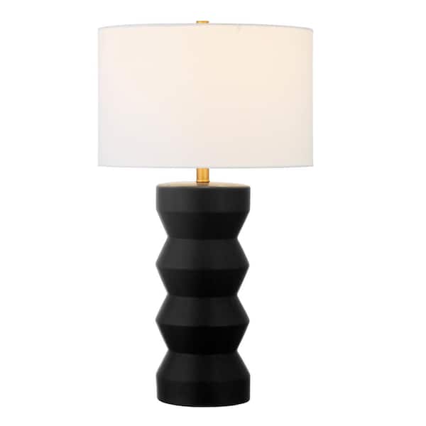 Carlin 26.5 in. Matte Black Ribbed Ceramic Table Lamp
