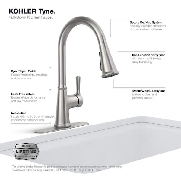 Tyne Single-Handle Pull-Down Sprayer Kitchen Faucet in Vibrant Stainless