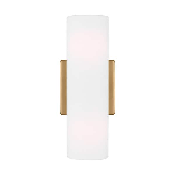 Capalino 2-Light Satin Brass Wall Sconce with White Linen Fabric Shade