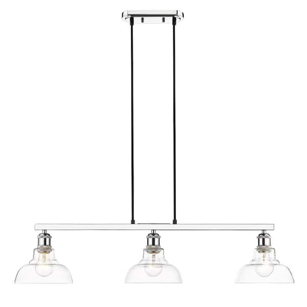 Carver 35.5 in. 3-Light Chrome Semi-Flush Mount