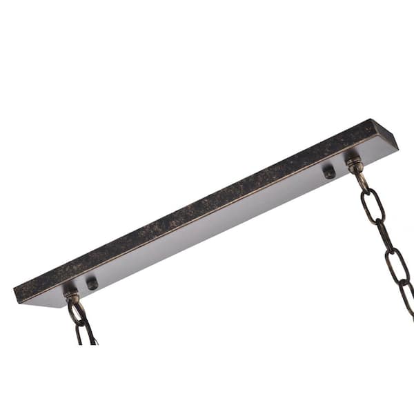 Chiara 6-Light Antique Bronze Rectangular Glam Chandelier with Clear Glass Hanging Teardrop Crystals