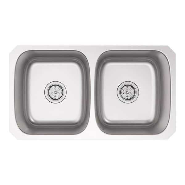 Ballad 32 in. Undermount 50/50 Double Bowl 18 Gauge Stainless Steel Kitchen Sink