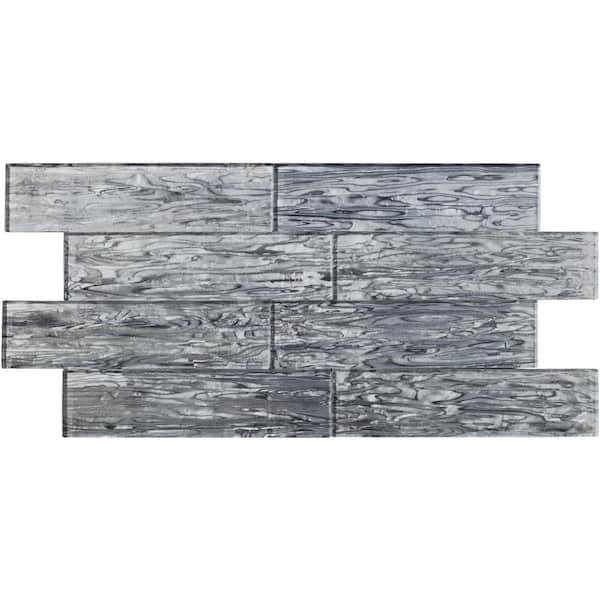 Abalone Gray 3 in. x 12 in. Glossy Glass Wall Tile (10 sq. ft./Case)