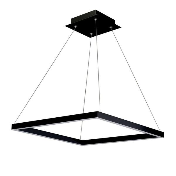 Atria Square 20 in. 38-Watt Black ETL Certified Integrated LED Chandelier Height Adjustable Hanging Pendant Light