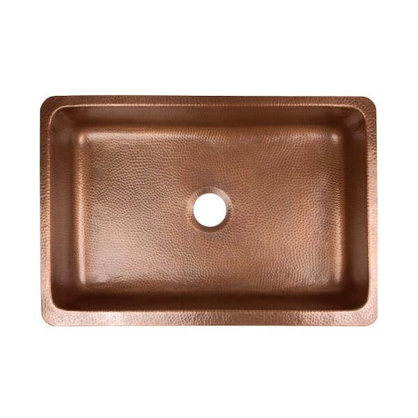 Lange 32 in. Undermount Farmhouse Single Bowl 17 Gauge Antique Copper Kitchen Sink