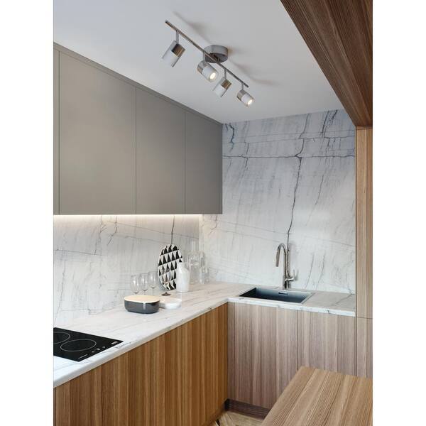 Gramercy 36.5 in. 27-Watt Satin Nickel, White Integrated LED Flush Mount