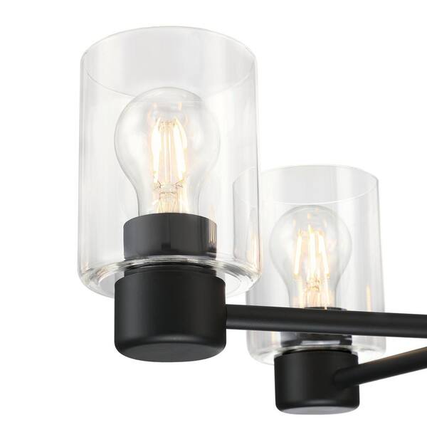 Sylvestre 5-Lights Matte Black Chandelier with Clear Glass