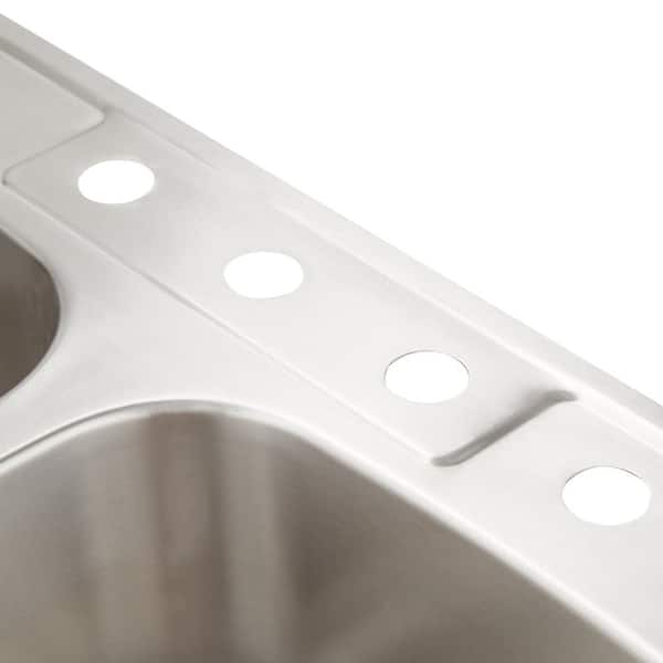 33 in. Drop in Double Bowl 22 Gauge Stainless Steel Kitchen Sink with 4-Holes