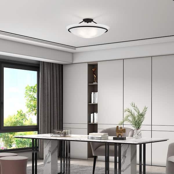 Providence 3-Light Black Incandescent Ceiling Semi-Flush Mount