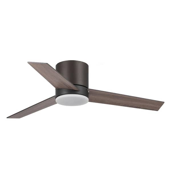 Kielah 48 in. Integrated LED Bronze Flush Mount Ceiling Fan with Light and Remote Control