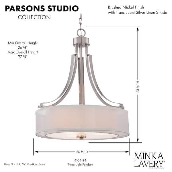 Parsons Studio 3-Light Brushed Nickel Pendant