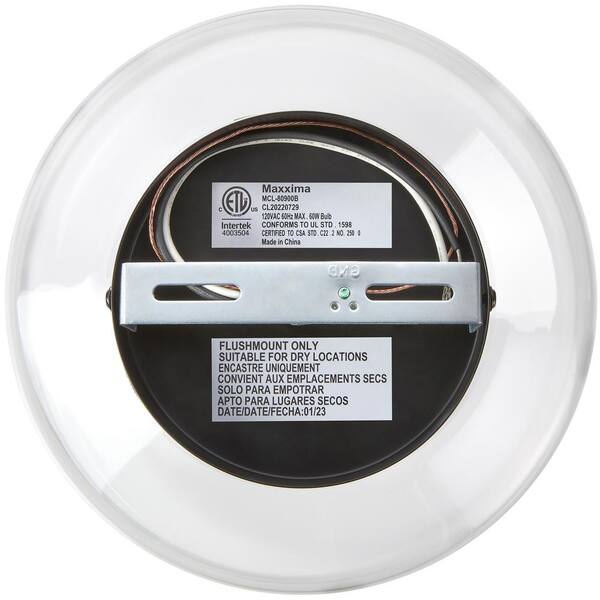 Semi Flush Mount Industrial Ceiling Light Fixture, Black with Clear Glass Pendant Lamp Shade, Bulb Not Included