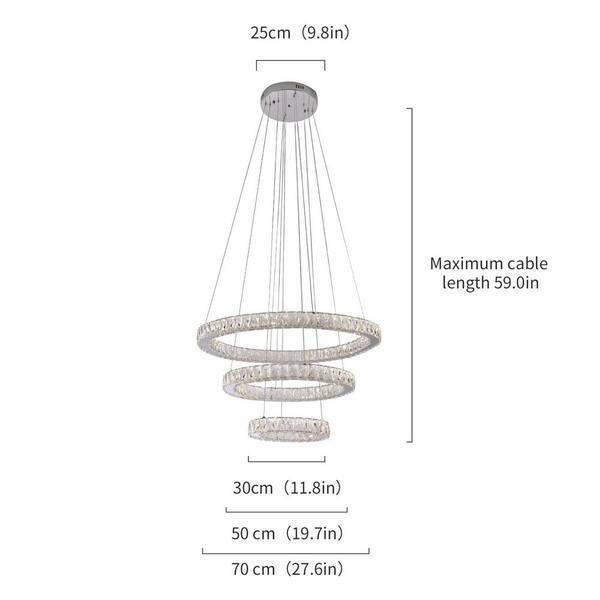 Modern LED 3-Light Chrome Crystal Chandelier Dimmable