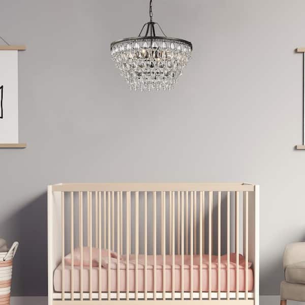 Clarus 6-Light Antique Bronze Glam Chandelier with Hanging Teardrop Crystals