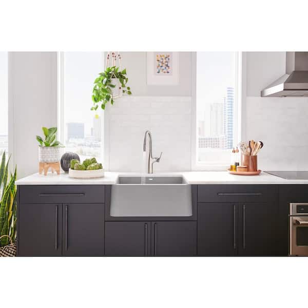 IKON SILGRANIT Granite Composite 27 in. Single Bowl Farmhouse Apron Kitchen Sink in Cafe