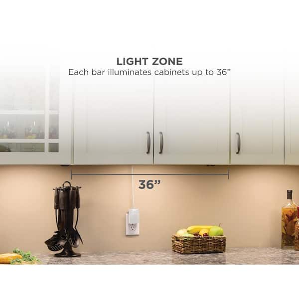 9 in. LED Warm White 2700K, Dimmable, 3-Bar Under Cabinet Lights Kit with Hands-Free On/Off (Tool-Free Plug-in Install)