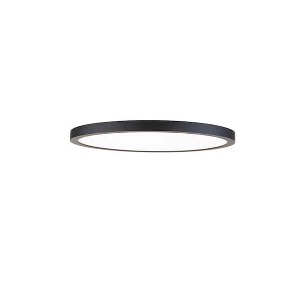 Round 11 in. 1-Light Black LED Flush Mount