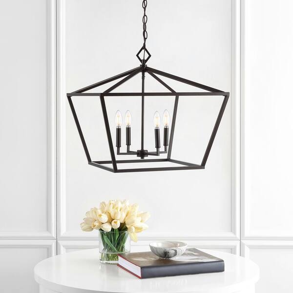 Gatsby 23 in. 4-Light Oil Rubbed Bronze Adjustable Iron Rustic Glam Farmhouse LED Pendant