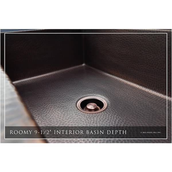 Luxury Dark Patina 12-Gauge Copper 30 in. Single Bowl Farmhouse Apron Kitchen Sink with Accs and Flat Front