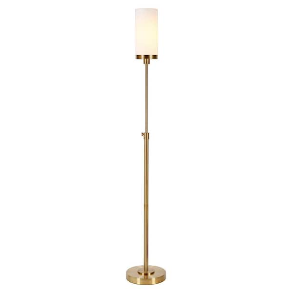 Frieda 66 in. Brass Floor Lamp with White Milk Glass Shade