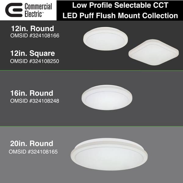 16 in. Low Profile LED Flush Mount Round Closet Light Fixture 1700 Lumens 3000K 4000K 5000K Dimmable Hallway Stairwell